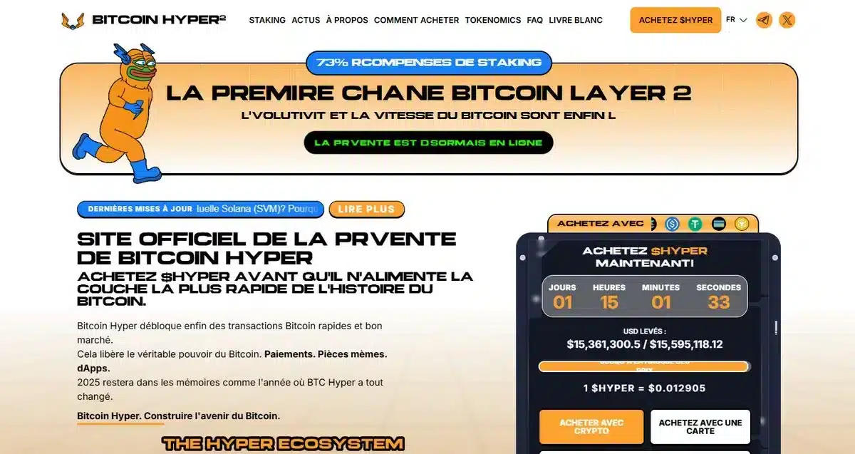 Bitcoin hyper lève plus de 15M$